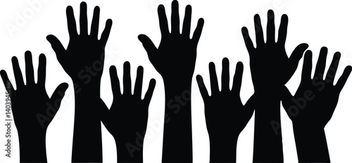 Raised Hands Silhouette Vector – Volunteer, Help, Unity Symbol Graphic Set
