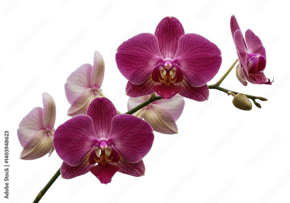 Obraz premium Branch of orchid flowers with purple and light pink petals