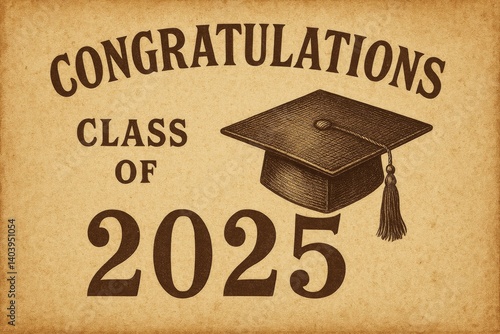 Celebration of Graduates in Class of 2025 With Cap and Diploma Illustration