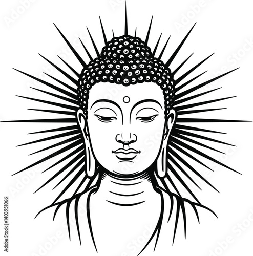  Lord Buddha Black Line Art Vector – Vesak Day Illustration of Gautama Buddha in Peaceful Meditation