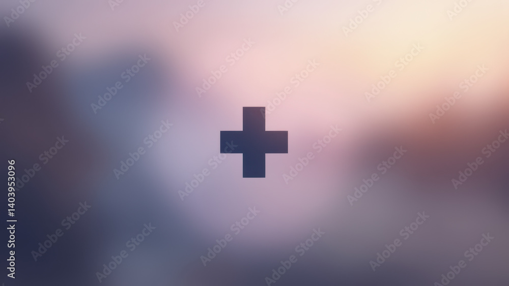 Obraz premium A Christian cross set against a sunrise or sunset sky with clouds.