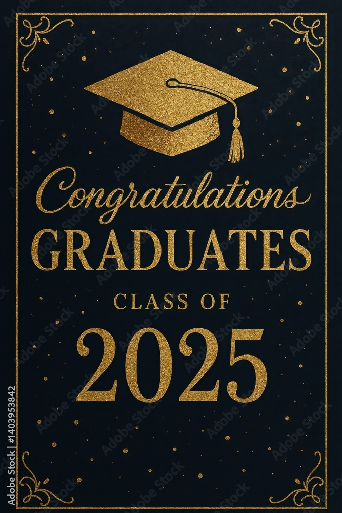 Fototapeta premium Graduation Announcement for the Class of 2025 Featuring a Classic Design and Celebratory Message