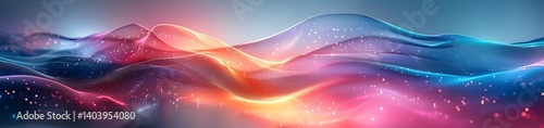 Abstract Wavy Light Forms Background in Blue Red and Yellow