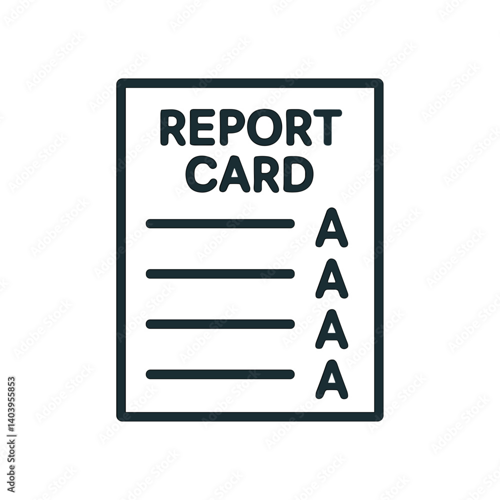 Report card showing excellent grades on a simple background Icon Report card showing excellent grades on a simple background Icon