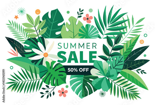 Let me know if you want it to sound more festive, summery, or focused on a particular season. Summer sale banner in green and white colors.