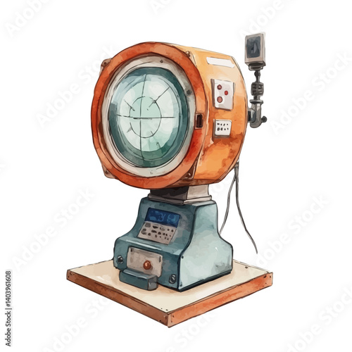 Cosmic Radiation Monitor Device, watercolor vector, isolated on a white background.