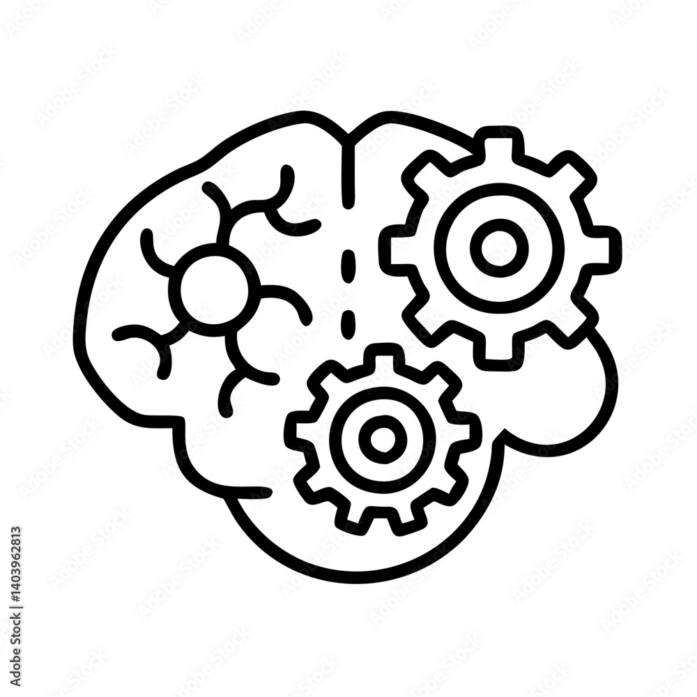 Brain gears thinking process concept idea innovation creativity intelligence problem solving machine learning Brain gears thinking process concept idea innovation creativity intelligence problem solving machine learning