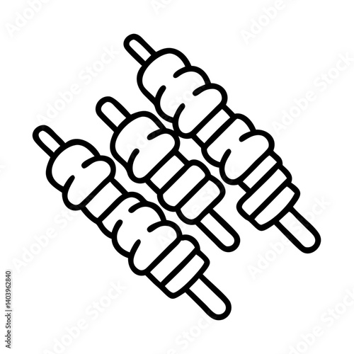Delicious grilled shish kebab skewers barbecue icon vector image for food and restaurant menu design