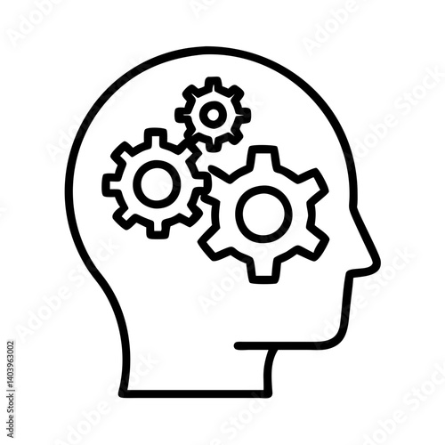 Human head with gears inside concept for business strategy and problem solving solutions idea