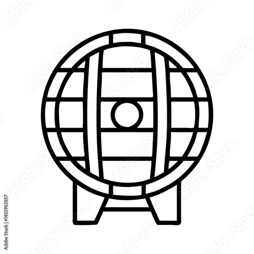 Isolated outline wine barrel vector illustration for alcohol storage and aging process design element
