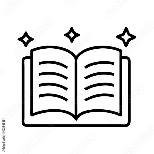 Open book with stars icon reading knowledge education learning study literature library magic story