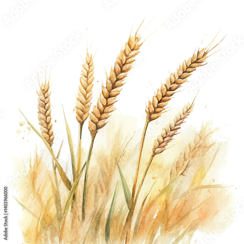 watercolor of Cool Summer Breeze Over A Field Of Wheat, vector, isolated on a white background.