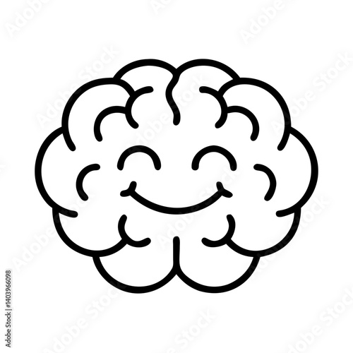 Happy brain illustration vector graphic for mental health awareness and positive thinking design element