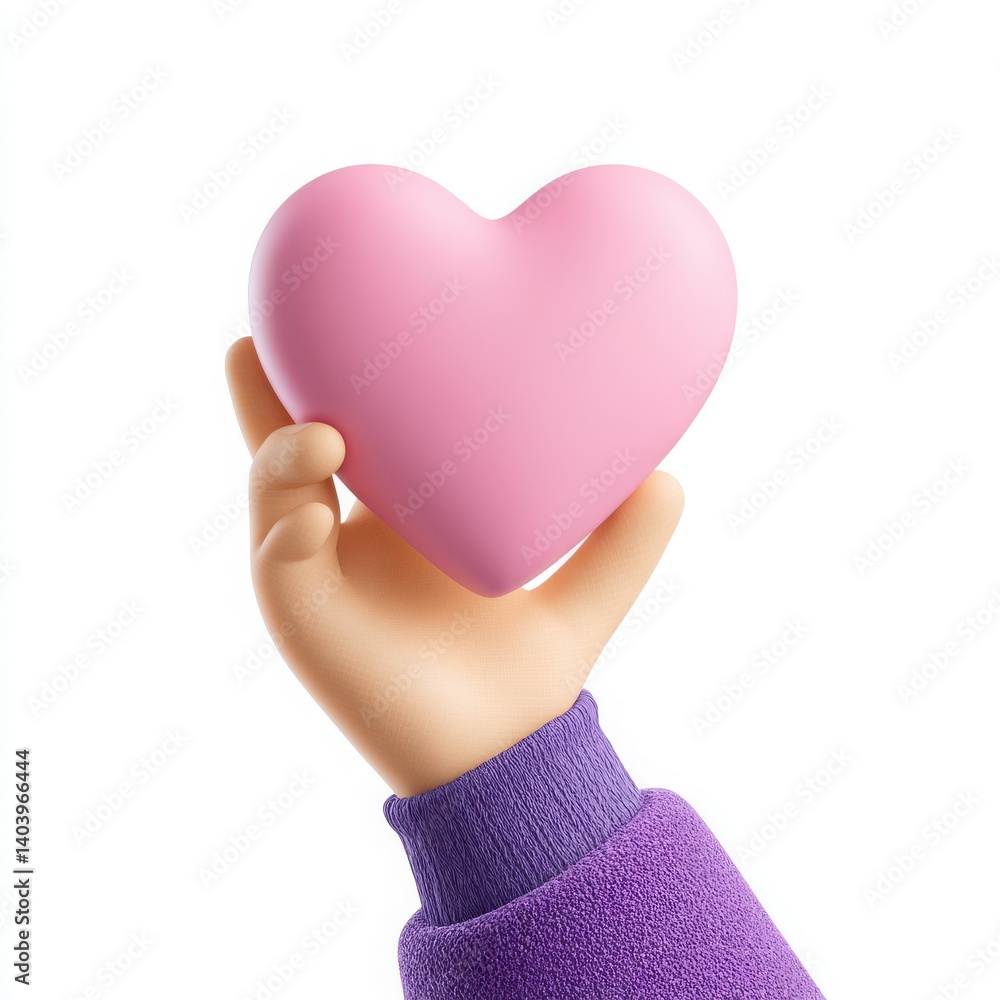 Hand holding pink heart shape object on white background isolated on white background Hand holding pink heart shape object on white background isolated on white background