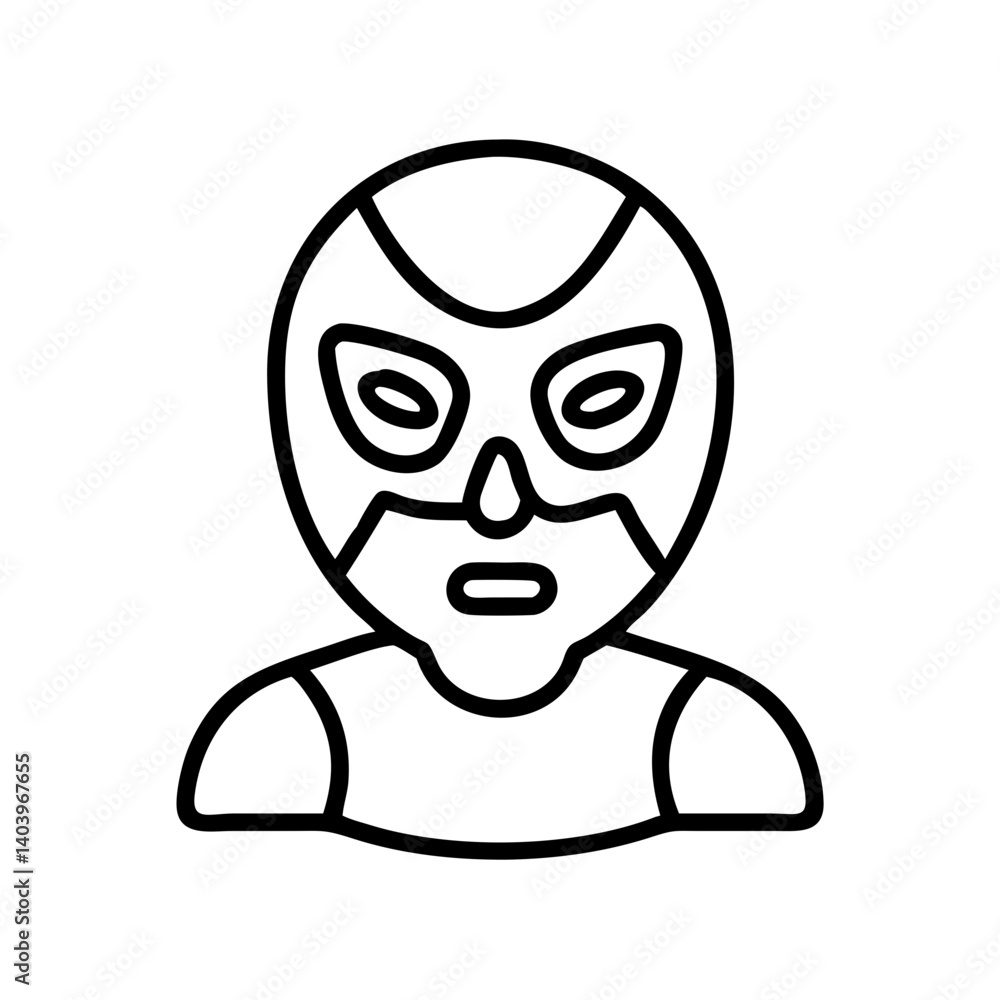 Fototapeta premium Luchador wrestler mask vector icon illustration, mexican wrestling sport symbol design outline style