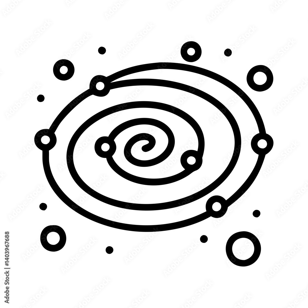 Explore the cosmos with this galaxy icon vector illustration of a spiral galaxy design concept for astronomy projects Explore the cosmos with this galaxy icon vector illustration of a spiral galaxy design concept for astronomy projects