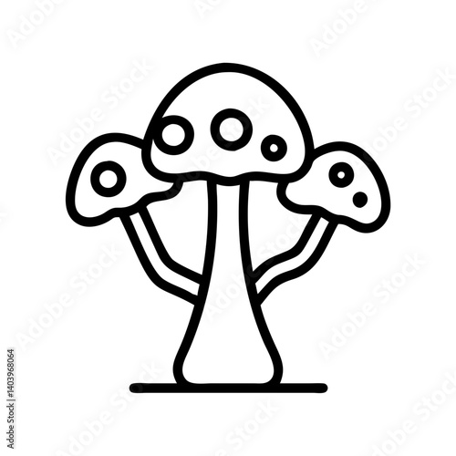 Mushroom fungus vector illustration, forest mushrooms drawing, fungi doodle art, edible mushroom icon