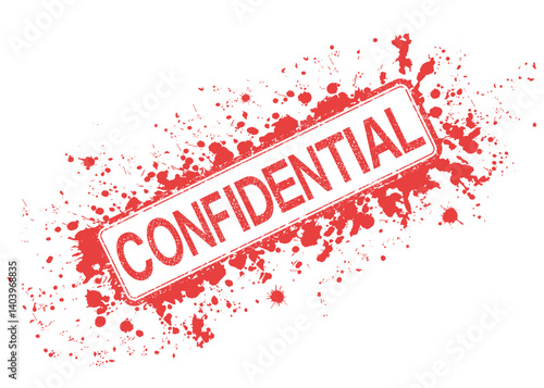 Red grunge rubber stamp with "Confidential" text. On a transparent background