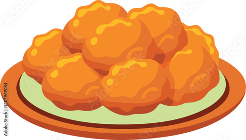 A plate of delicious food chicken nugget vector illustration