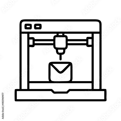 3d printer machine vector illustration for rapid prototyping and additive manufacturing design icon