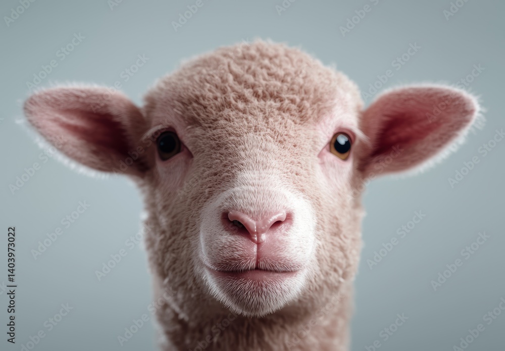 Obraz premium Close-up portrait of a cute lamb.
