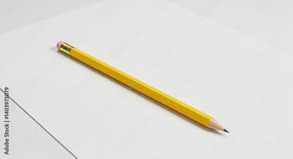 yellow pencil on blank paper with copy space yellow pencil on blank paper with copy space