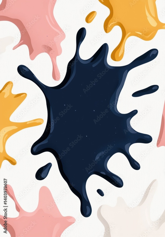 Colorful paint splashes on a white canvas background. Colorful paint splashes on a white canvas background.