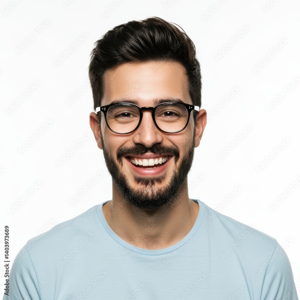 Smiling man with glasses portrait on white background Smiling man with glasses portrait on white background