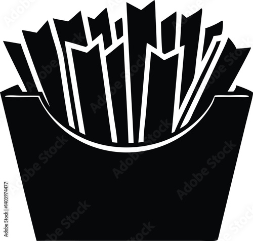 Delicious golden french fries design silhouette black vector illustration 