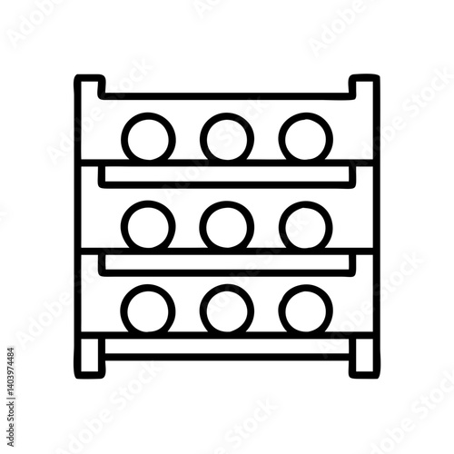 Outline wine rack storage solution for home kitchen cellar or bar minimalist line art icon