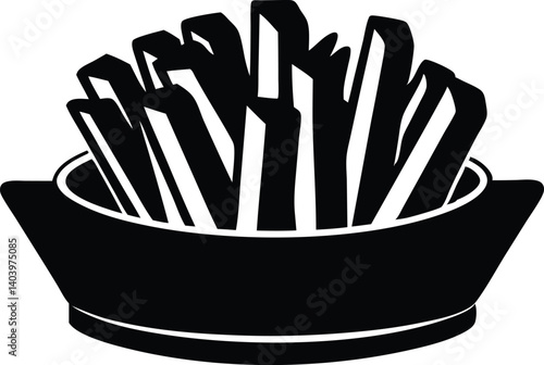 Delicious golden french fries design silhouette black vector illustration 