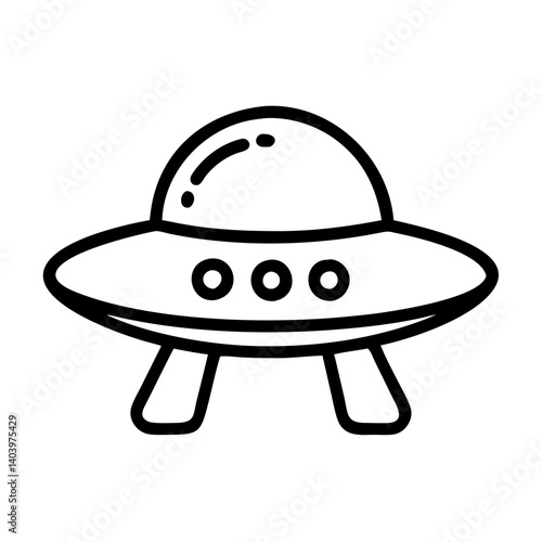 Outline ufo spaceship vector illustration for alien invasion and space exploration designs and prints