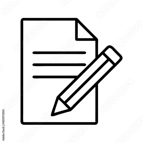Document and pencil icon vector writing notes symbol edit file sign contract agreement form fill out