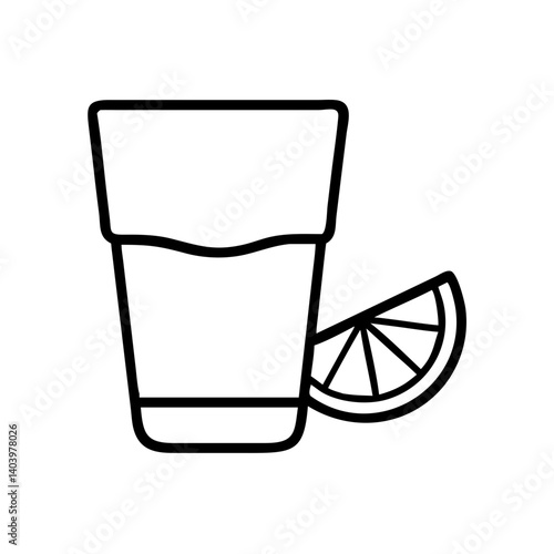 Outline tequila shot with lime illustration vector design for bar and restaurant menu design