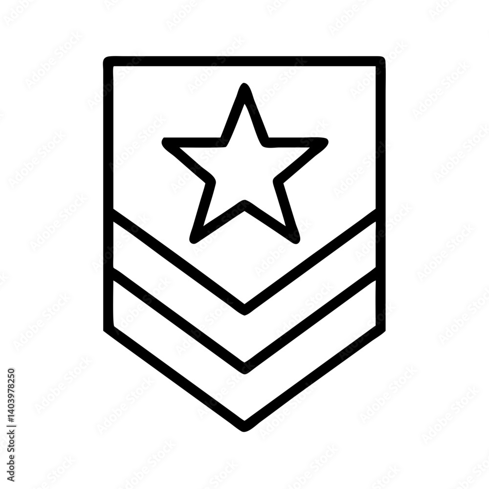 Vector graphic of military rank insignia army chevron with star for design and decoration Vector graphic of military rank insignia army chevron with star for design and decoration