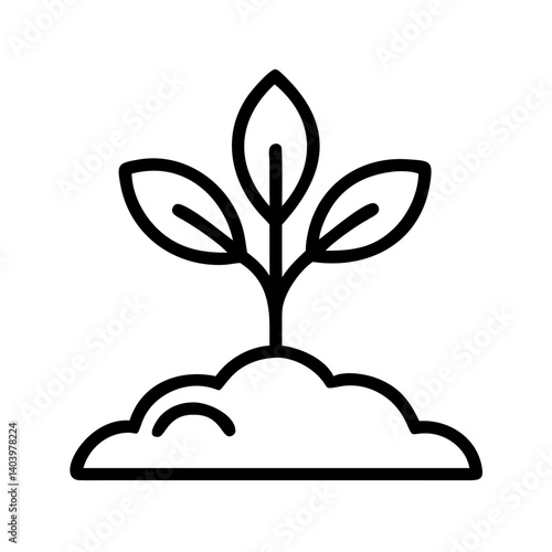 Planting seedling growing in soil vector icon for agriculture and gardening projects and design needs