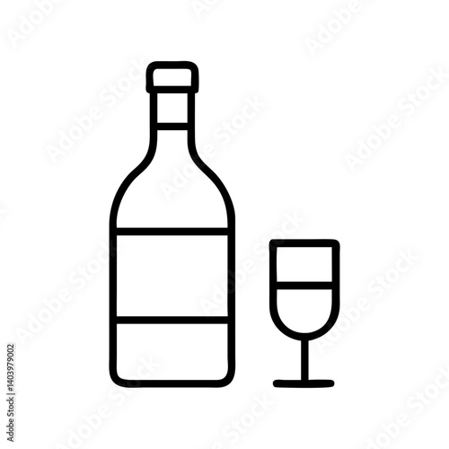 Wine bottle and wine glass vector icon illustration for bar restaurant and celebration design