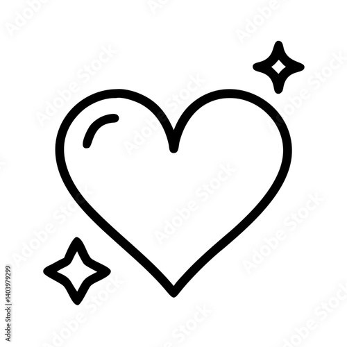 Heart outline vector icon with sparkles for love romance and valentine's day design element