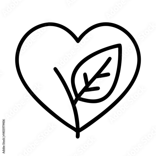 Heart leaf logo design for organic products and vegan food or natural cosmetics branding vector