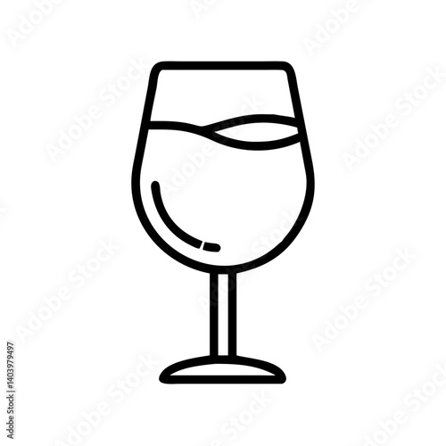 Wine glass vector icon illustration, wine glass outline drawing, wine glass silhouette graphic design