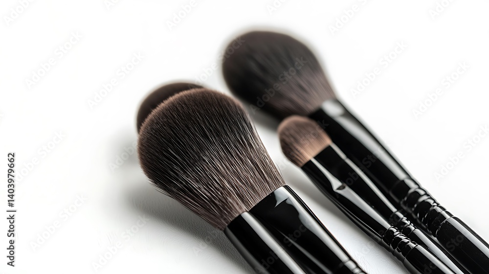 A clean makeup brush set, isolated on white background A clean makeup brush set, isolated on white background