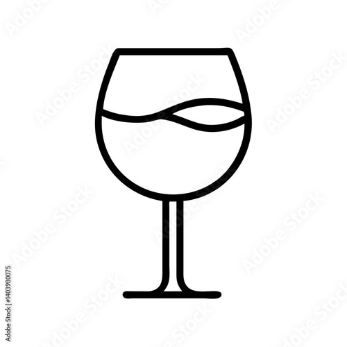 Wine glass illustration vector drawing icon symbol of beverage drink alcohol celebration party line art