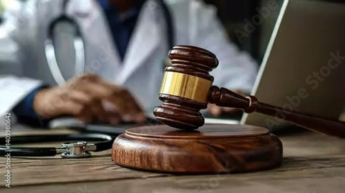 Medical Malpractice Lawsuit: Gavel and Stethoscope