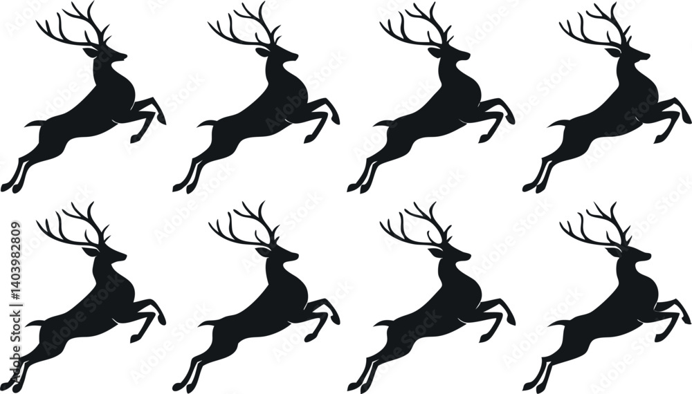 Reindeer Silhouette Vector Set – Wildlife and Christmas Deer Clipart Collection.eps Reindeer Silhouette Vector Set – Wildlife and Christmas Deer Clipart Collection.eps