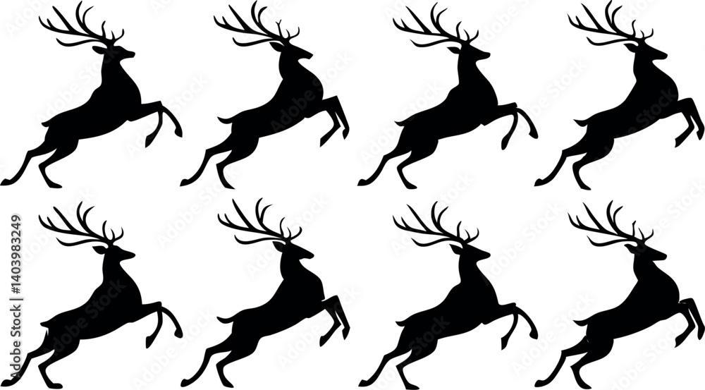 Reindeer Silhouette Vector Set – Wildlife and Christmas Deer Clipart Collection.eps Reindeer Silhouette Vector Set – Wildlife and Christmas Deer Clipart Collection.eps
