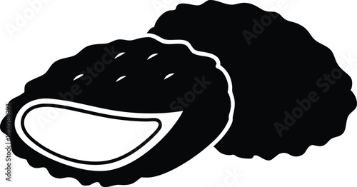 vector illustration silhouette black chicken nuggets 