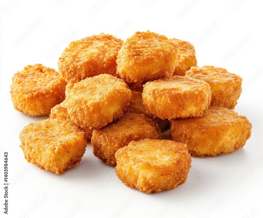 Crispy golden fried nuggets piled high Crispy golden fried nuggets piled high