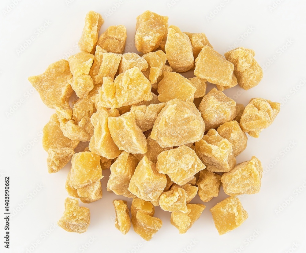 Pile of light golden-yellow, roughly-cut chunks Pile of light golden-yellow, roughly-cut chunks