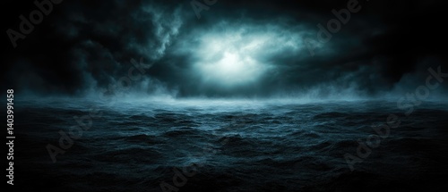 Stormy, dark sea at night