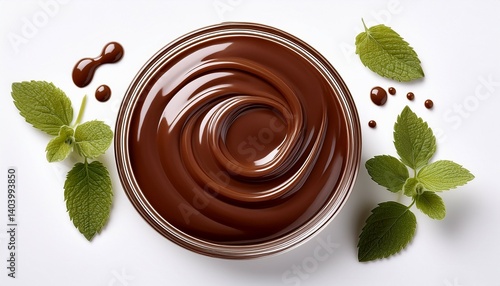 Wallpaper Mural sweet chocolate syrup isolated on a white background top view melted chocolate sauce Torontodigital.ca